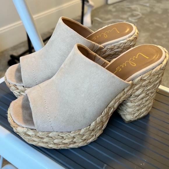 Lulus Ervyn Raffia platform block heels size 6.5 - Picture 4 of 8